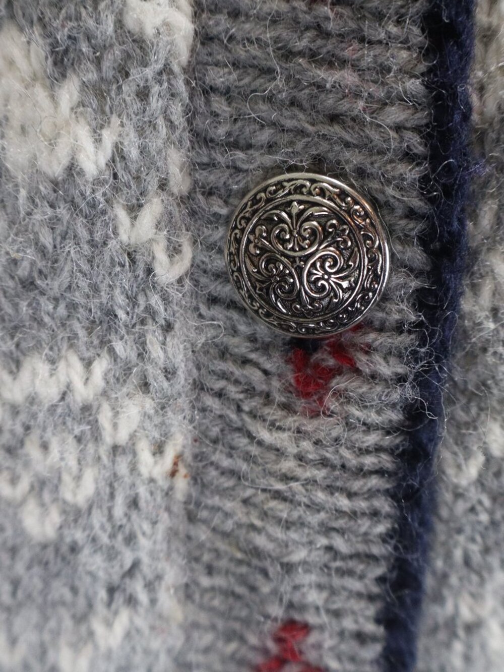 Vintage L.L.Bean Fair Isle Wool Cardigan Sweater Nordic Scandinavian USA L - Picture 6 of 8